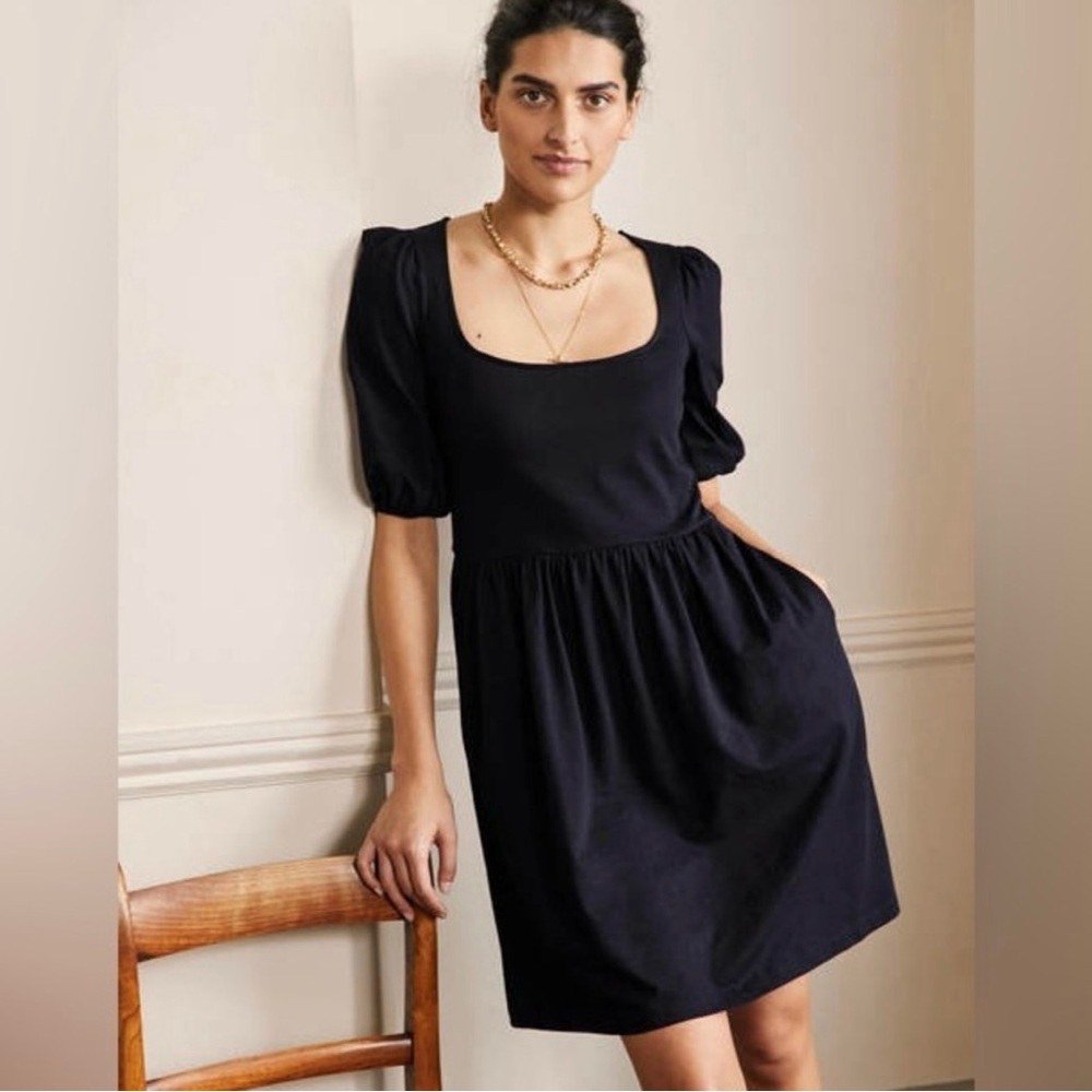 Boden Womens Square Neck Jersey Dress Navy Blue DO157 NWT 14R